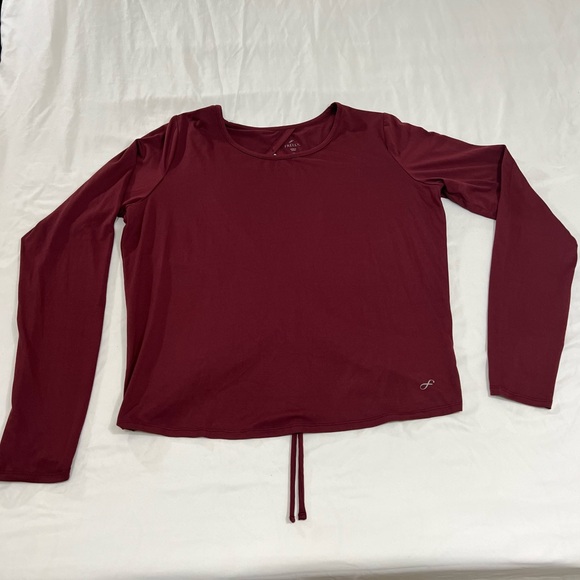 Freely Back Draw Shirring Ruched Long Sleeve Burgundy Top Size XL - Picture 6 of 12